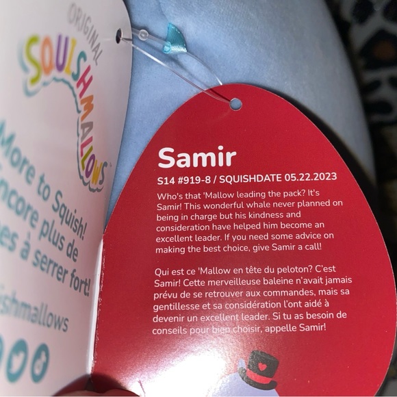 SALE! SQUISHMALLOWS JAZWARES SAMIR THE WHALE PLUSH PILLOW 14” - Picture 4 of 5